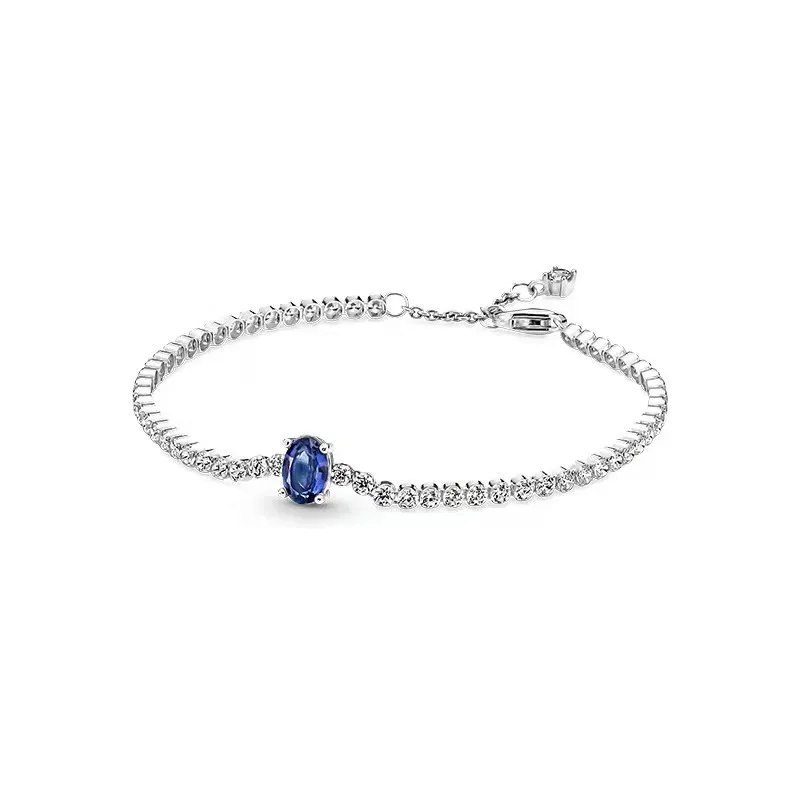 -925 Sterling Silver Dangle Charms Van Pandoradi's New Mini Tennis Bracelet Rose Gold Glittering Heart Ornament Adjustable Pull