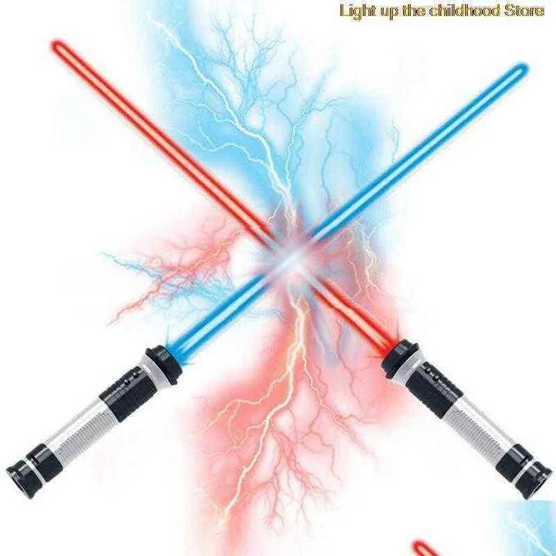 2 pcs telescopic lightsaber toys shining sword cosplay lighting music star laser toys swords children toys boys y1123