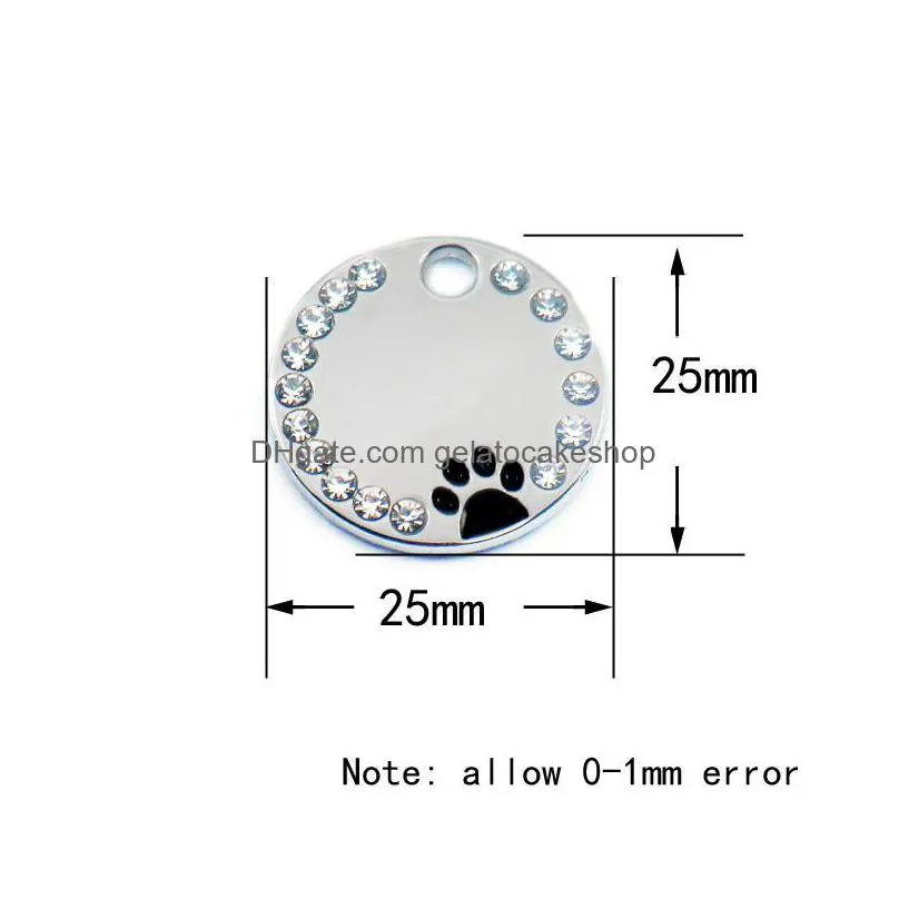 20pcs rhinestone engraved dog tag personalized pet cat id tags antilost kitten puppy tag dogs collars pendant accessories 1020