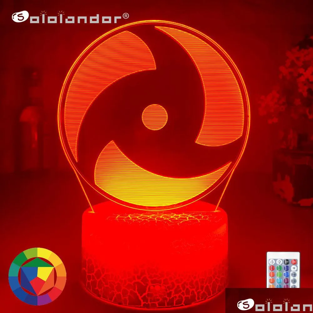 japanese anime  mangekyo sharingan naka led night light study room decoration kids child birthday gift 3d illusion lamp c0305