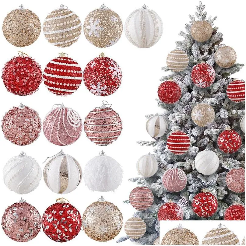 christmas decorations 1pc 8cm glitter tree ornaments xmas hanging pendants navidad year 220912