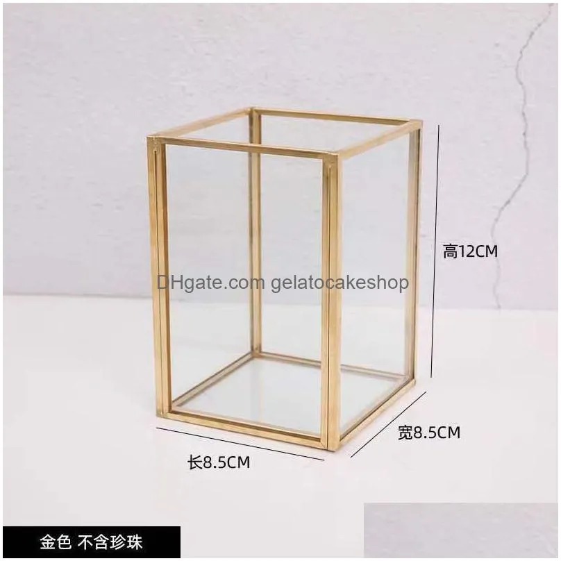 cosmetic box golden desktop lipstick finishing glass jewelry classification storage makeup brush organizer q1130