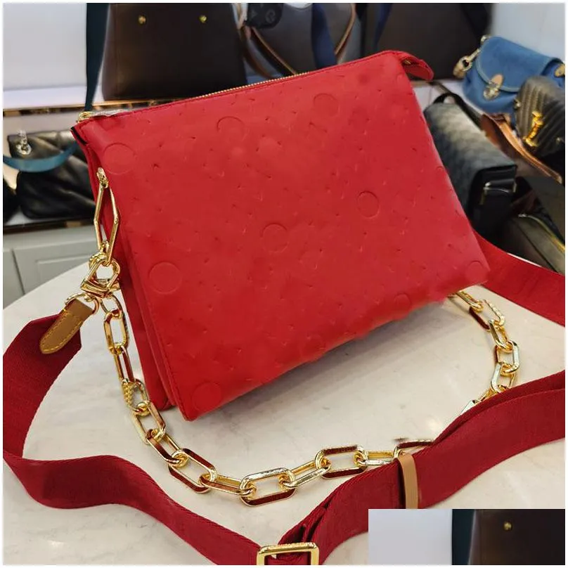 cross body crossbody bags chain shoulder women handbag purse coussin pouch m57790 wide straps embossing fashion letters high quality removable