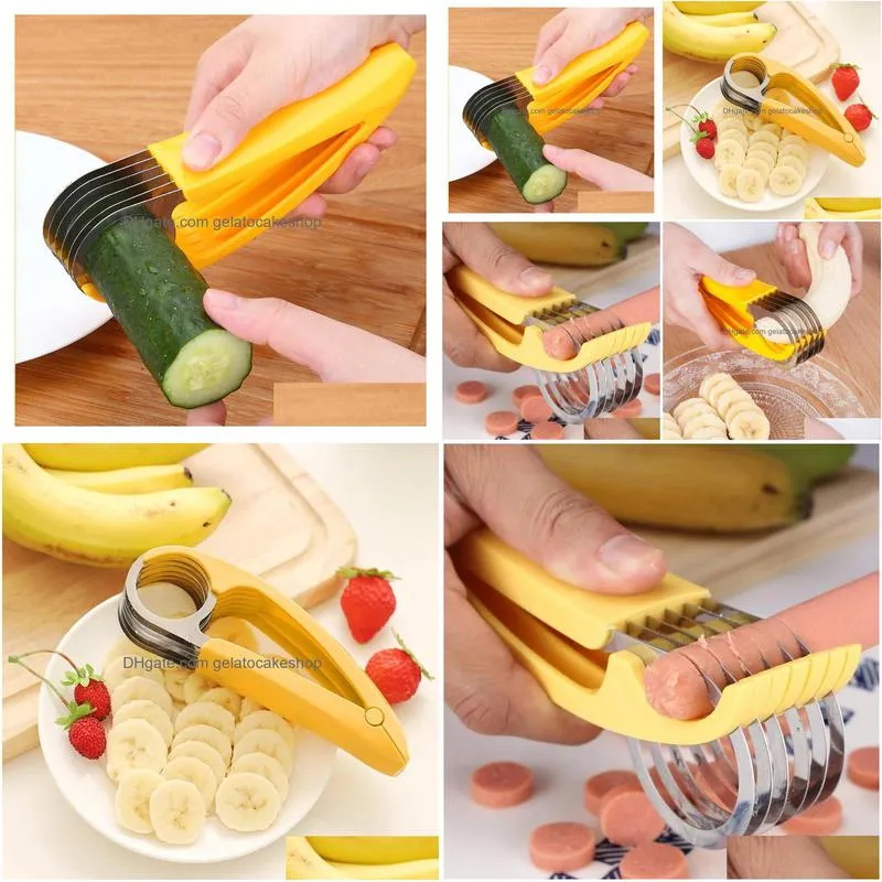 kitchen accessories banana slicer fruit vegetable sausage slicers stainless salad sundaes tools cooking tools