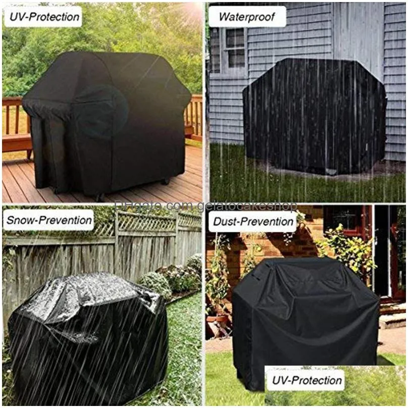 waterproof bbq tools cover grill covers anti dust rain gas charcoal electric barbeque garden grill protection outdoor 5 sizes black