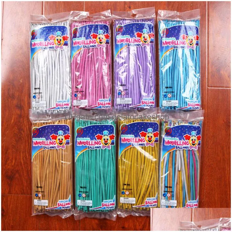 100pcs/lot wholesale chrome metal long balloon 1.8g thickening magic strip ballon monochromatic production blended 260 strip 1027