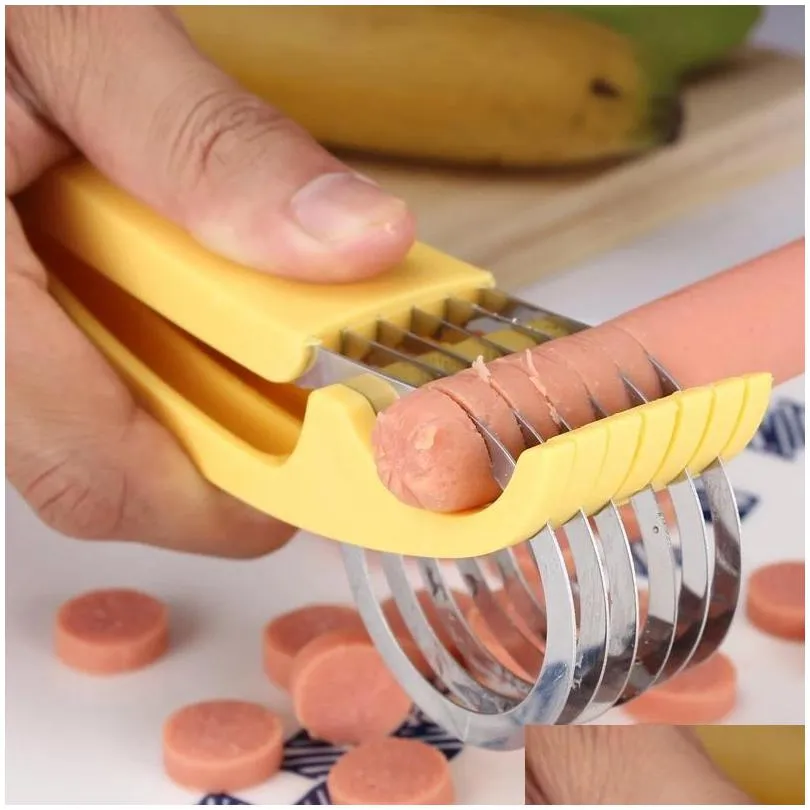 kitchen accessories banana slicer fruit vegetable sausage slicers stainless salad sundaes tools cooking tools