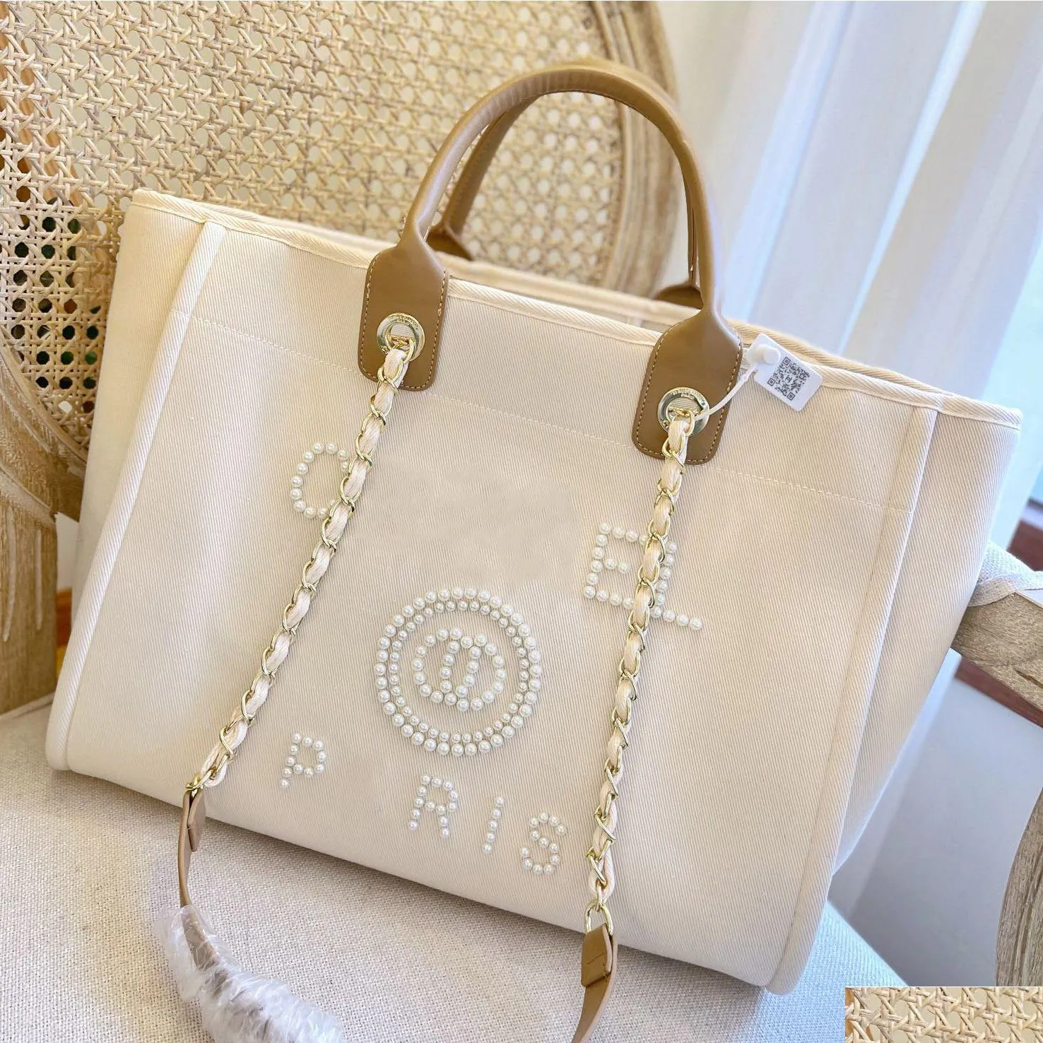 fashion totes designer bags handbags tote bag channel chain bagss beach women luxury fashion knitting purse shoulder large capacity canvas shopping