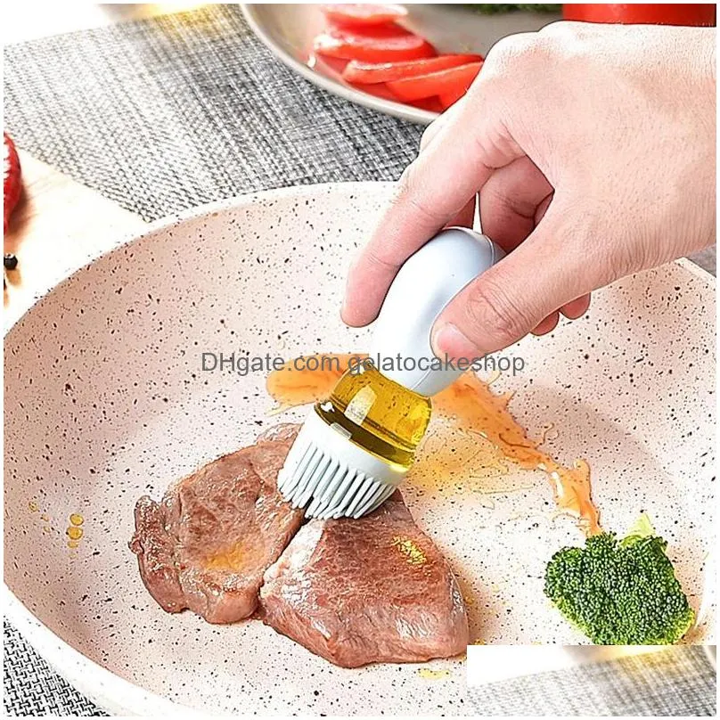 180ml oil dispenser with brush silicone brush glass container barbecue spray bottle for kitchen accessories bbq tools