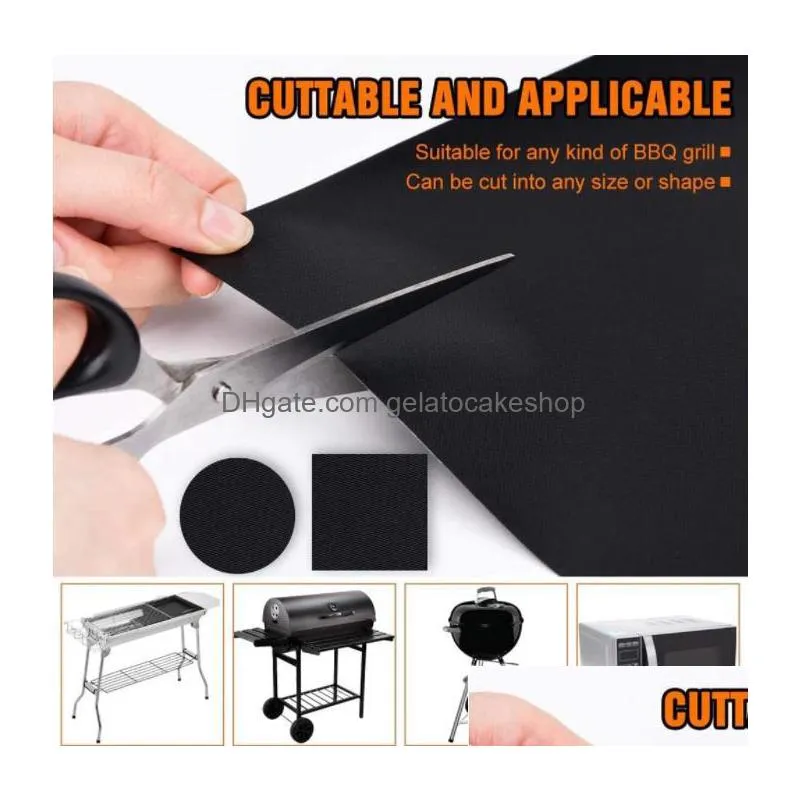 nonstick bbq grill mat 40x33cm baking mat cooking grilling sheet heat resistance easily cleaned kitchen tools