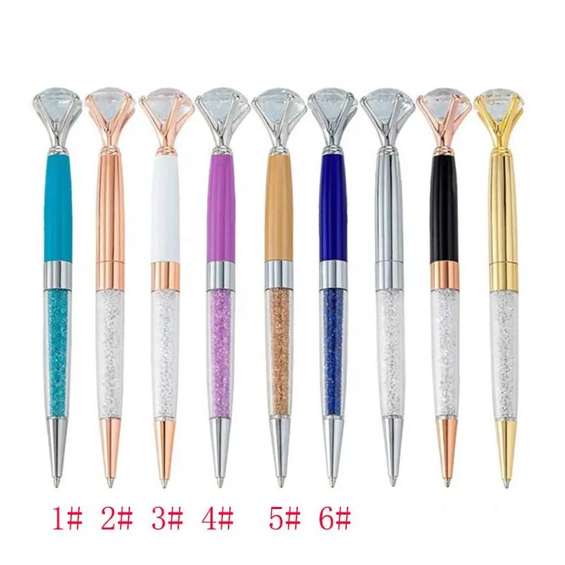 diamond pen big crystal ballpoint pens stationery ballpen oily rotate twisty black refill
