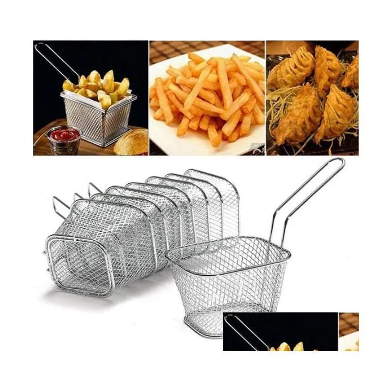 french fries basket portable stainless steel chips mini frying basket strainer fryer kitchen cooking chef baskets colander tool