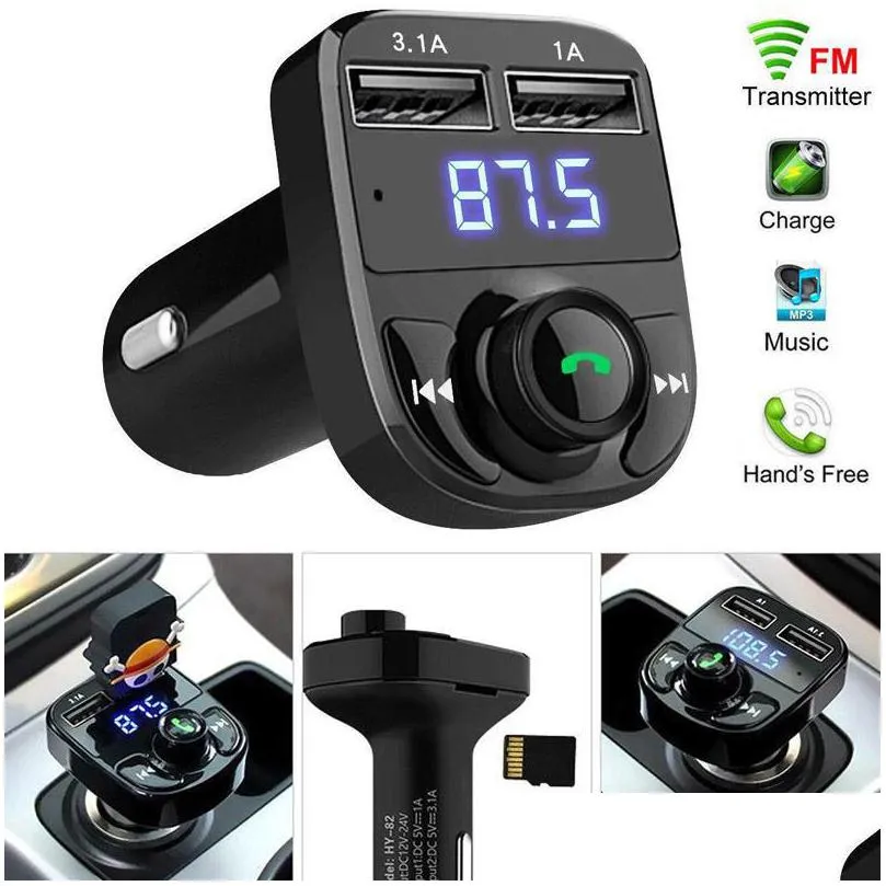 fm50 x8 fm transmitter aux modulator car kit bluetooth hands car audio receiver mp3 player with 3.1a quick charge dual usb car c with
