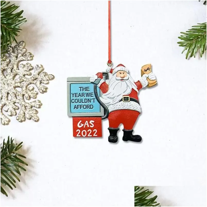 gas 2022 santa claus christmas tree decoration resin gasoline sign room decor ornaments pendant