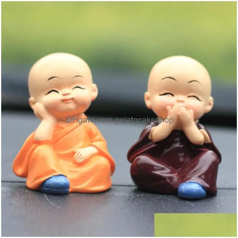 4pcs/set little monk figurines car decoration crafts home decor kungfu monks figure car ornament buddha boy accessories 1007