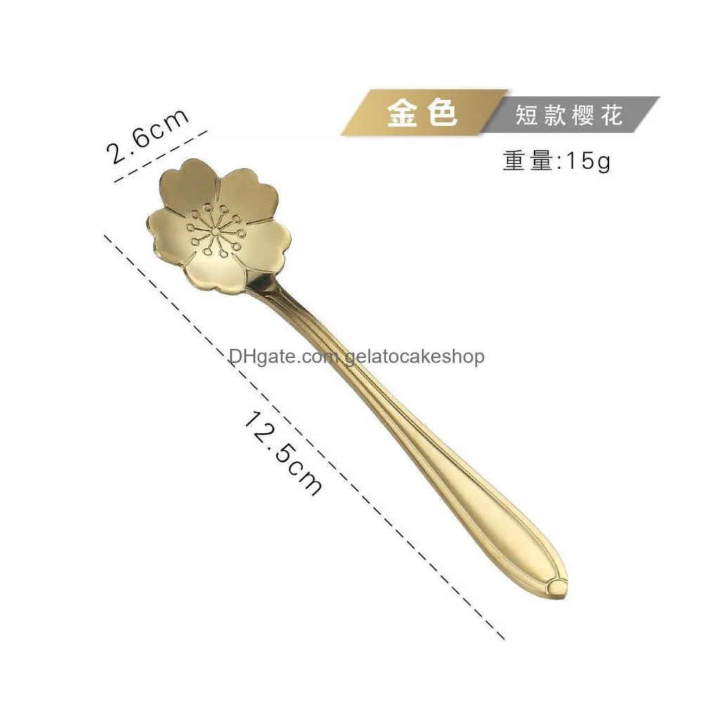 stainless steel sakura spoon rose heart spoon long handle coffee stirrer