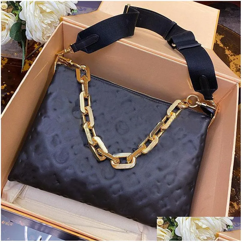 cross body crossbody bags chain shoulder women handbag purse coussin pouch m57790 wide straps embossing fashion letters high quality removable