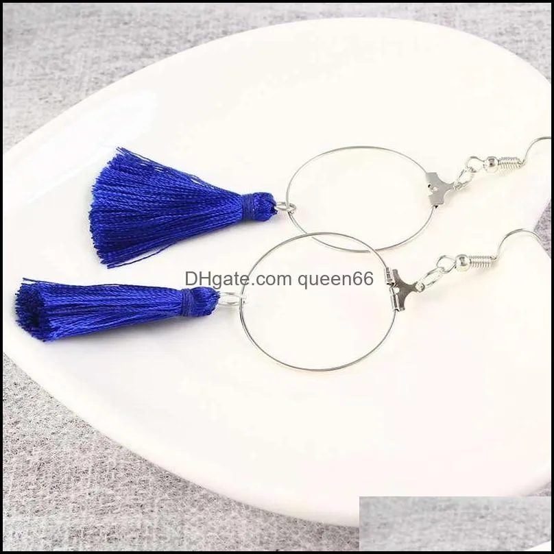 simple round tassel earrings ring pendant earrings ladies intellectual elegant stainless steel valentines day gifts