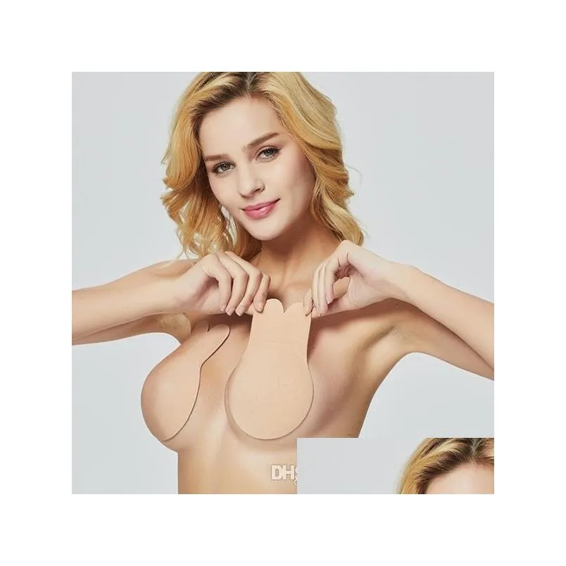 women silicone selfadhesive sticky bra strapless push up seamless invisible bra y rabbit ears underwear for wedding