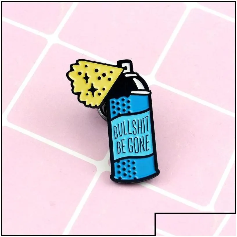 pins brooches cartoon be gone enamel brooches pins spray bottle badge coat jewelry gift brooch 1463 e3 drop delivery dhqhy