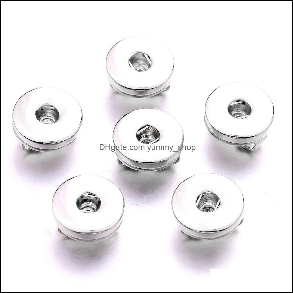 silver metal 18mm ginger snap button base charms for diy snaps leather bracelet jewelry accessorie