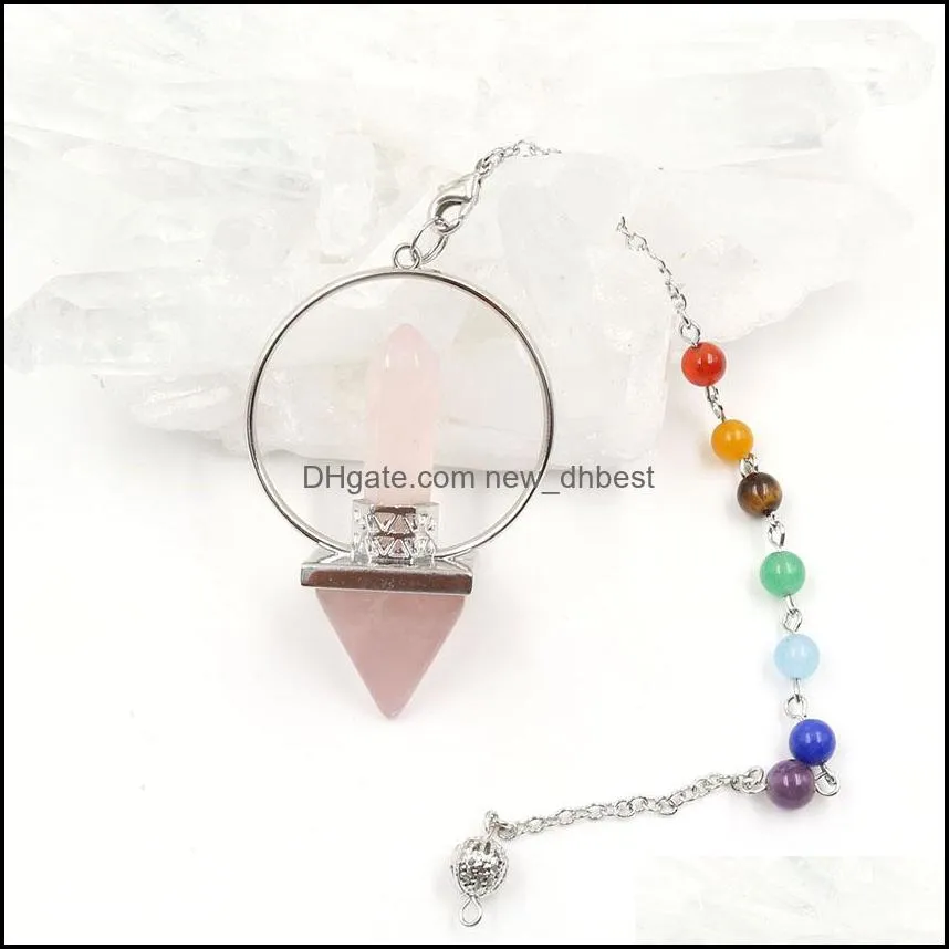 natural crystal hexagonal column energy pyramid chakra chain spirit decoration pendant men and women reiki healing crystal pendant