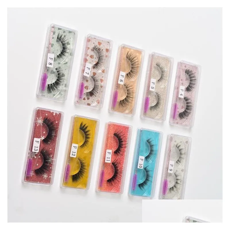 1 pair false eyelashes with brush 3d long lasting natural eyelashes extension thick long beauty dramatic makeup tools