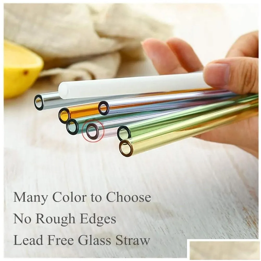 colorful glass straws reusable drinking straw ecofriendly high borosilicate glass straw glass tube bar drinkware sxmy1