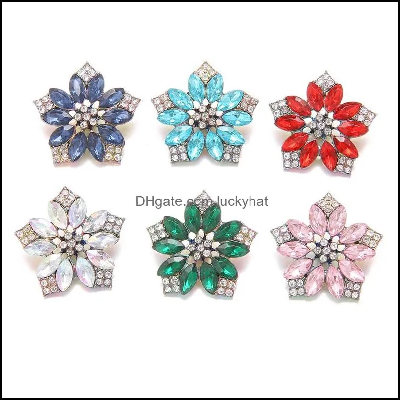 noosa plating dazzling crystal flower snap buttons clasps fit diy 18mm snaps button bracelet necklace acc jewelry women mengift