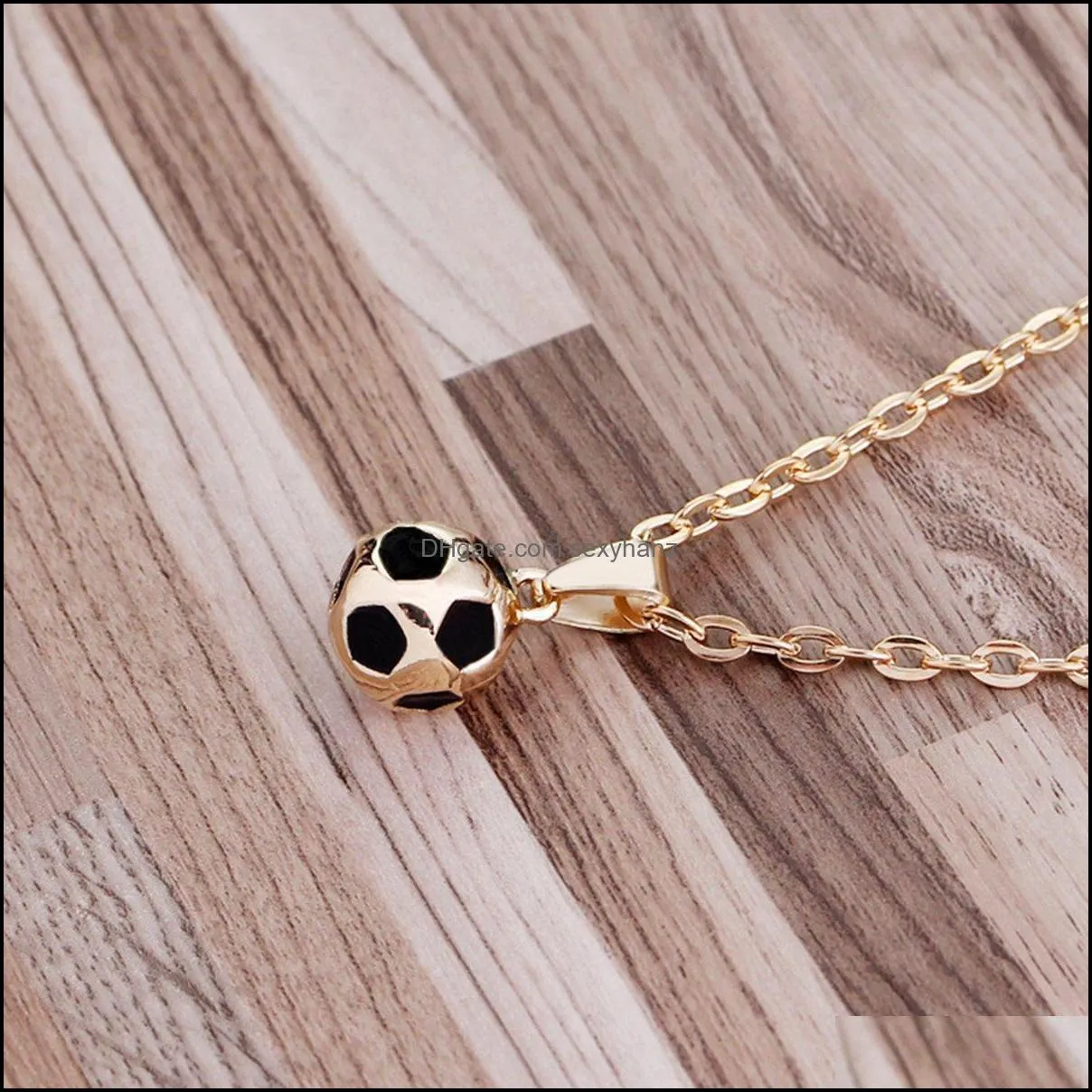 sport jewelry stainless steel soccer necklace for men and women football charm pendant with chain