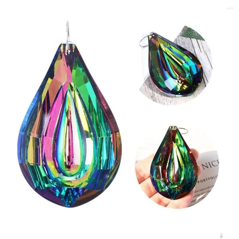 garden decorations h d colorful lamp prisms 76mm loquat shape chandelier crystals hanging drops pendants home wedding decoration diy