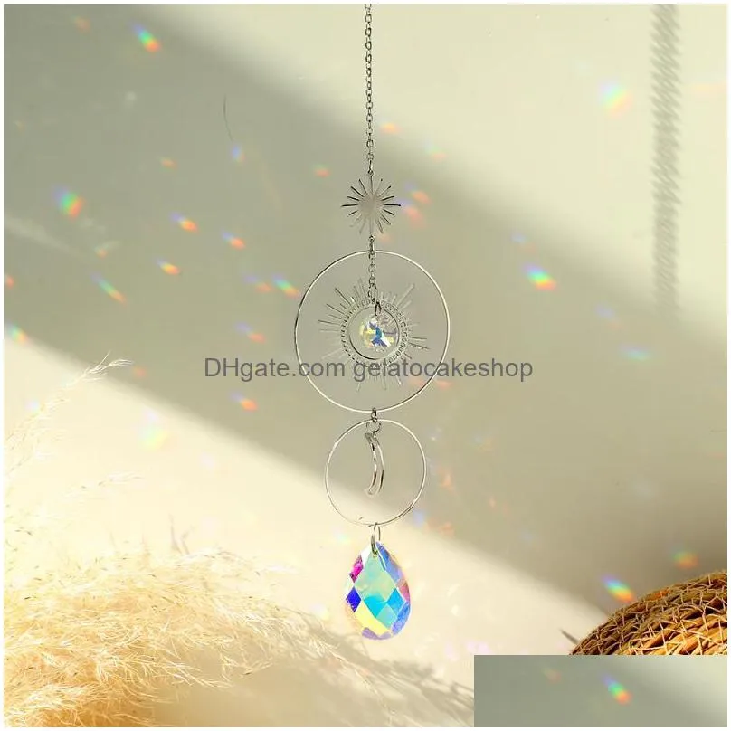 garden decorations silver suncatcher hanging crystal prism light catcher window sun rainbow maker prisma decoration wedding gift