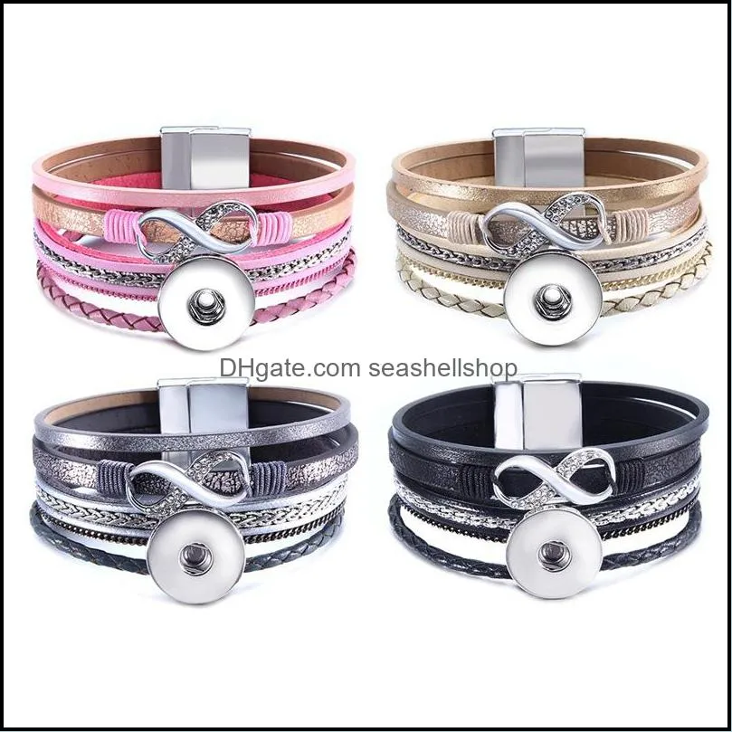 leopard print pu leather multilayer 18mm snap button bracelet colorful women men punk bangle noosa sh008