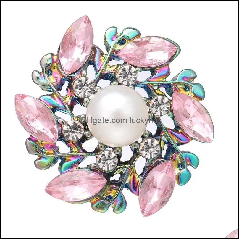 noosa plating dazzling oval crystal flower snap buttons clasp components fit diy 18mm snaps button bracelet necklace acc ingredients supplier
