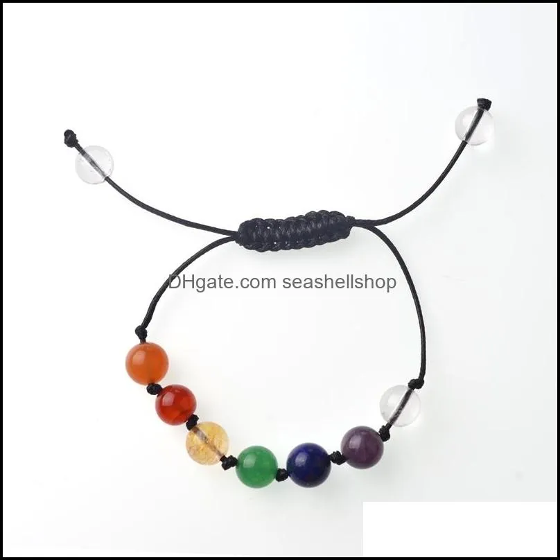 diy 7 colorful natural stone beads crystal chakra bracelet for women braided rope bracelets reiki spiritual yoga jewelry