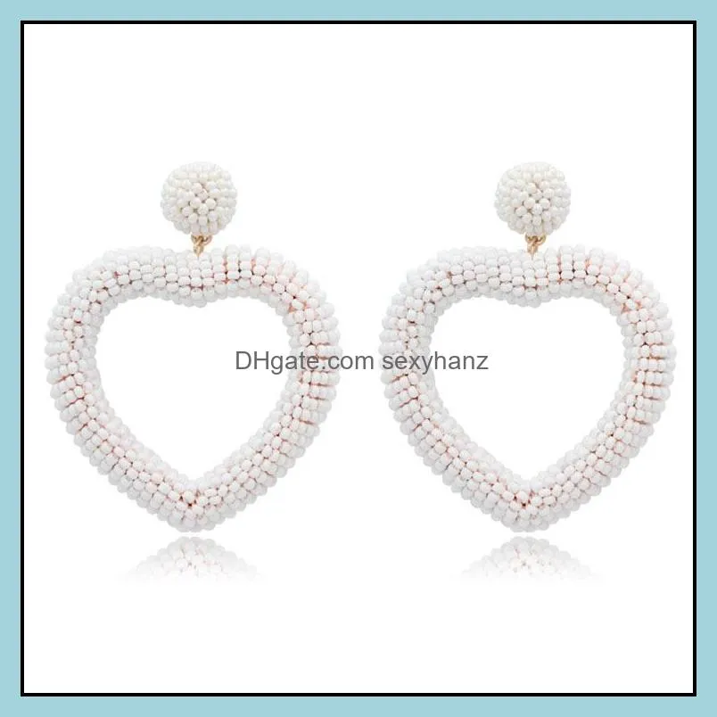 european and american earrings jewelry handmade charm love rice beads winding heart shaped wild bridesmaid wedding