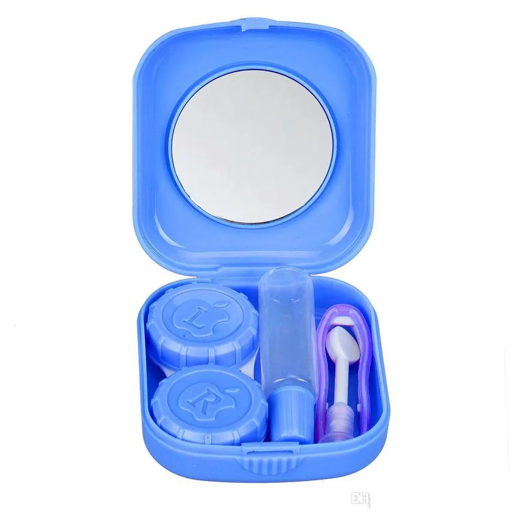 new plastic portable mini contact case lens outdoor travel contact holder container with mirror easy carry for eyes care