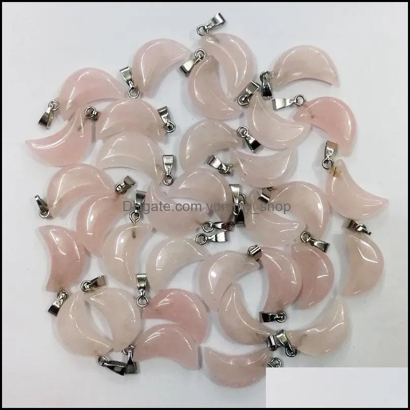 natural stone water drop cross star heart pink quartz healing pendants charms diy for jewelry accessories making