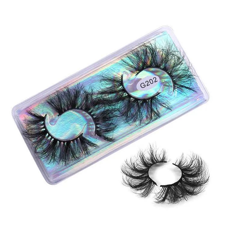 2 pair/boxed 8d mink hair false eyelashes handmade multilayered wispies fluffy lashes with laser box reusable eye makeup tools