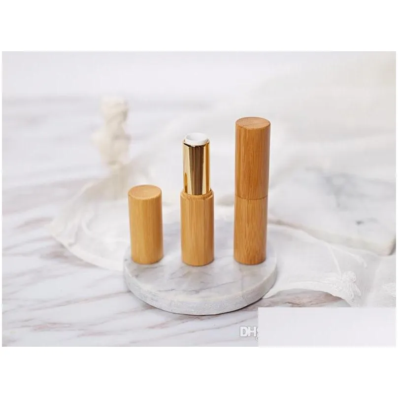 3.8g silver gold empty bamboo wooden lipstick tube diy lips beauty tool natural lip cream container 12.1mm