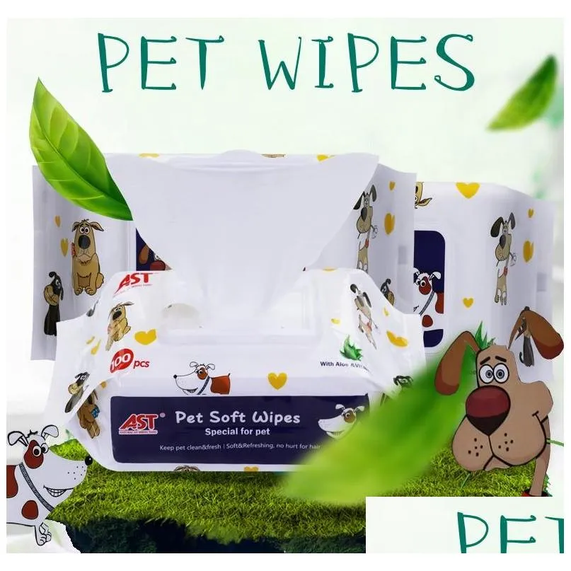 ast 100pcs pet eyes wet wipes dog cleaning paper towels cat tear stain remover gentle nonintivating clean wipe grooming supplies