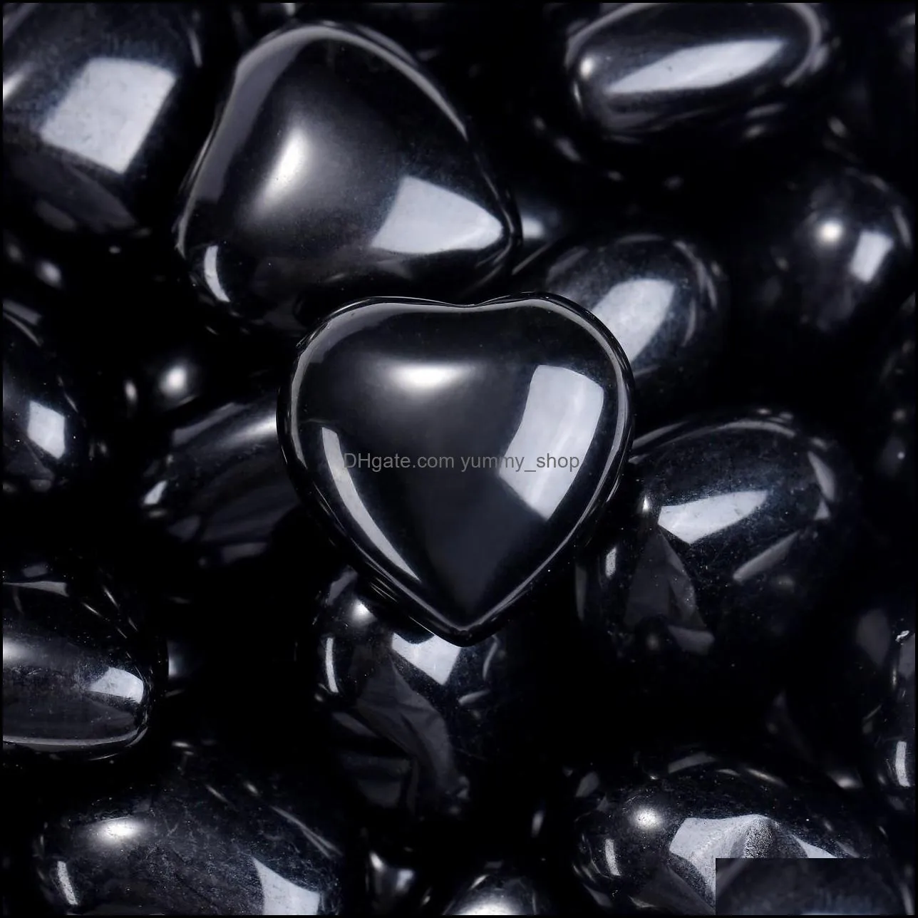 natural black onyx stone ornaments carved 15x10mm heart chakra reiki healing quartz mineral tumbled gemstones hand home decor