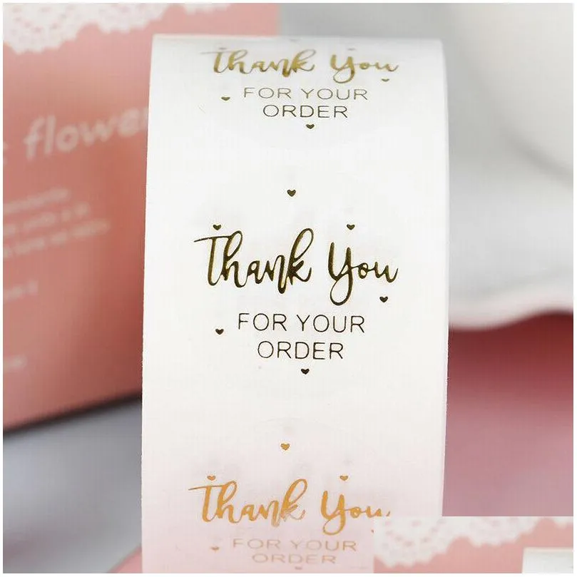 500pcs thank you for your order stickers transparent gold foil pretty things inside handmade gift stationery wrap