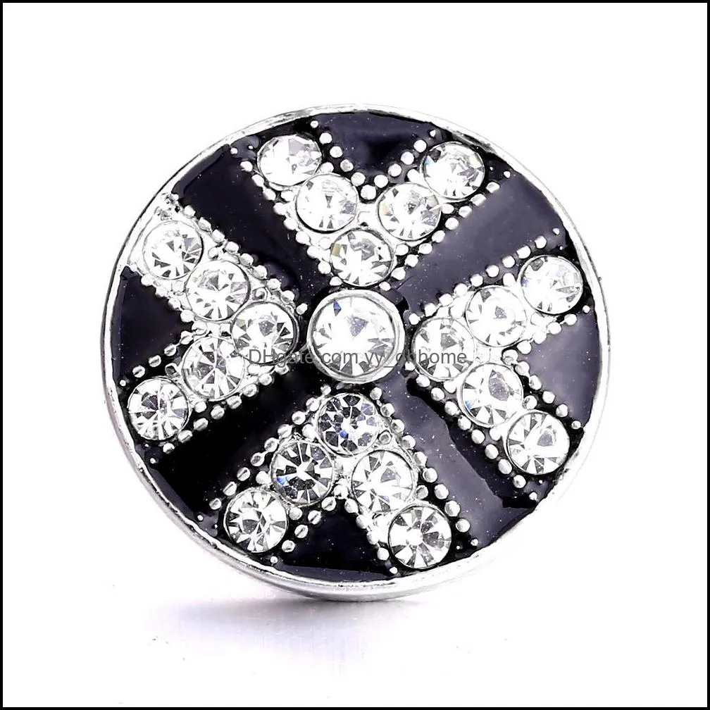 black red white pink crystal snap button jewelry components silver 18mm metal snaps buttons fit bracelet bangle noosa