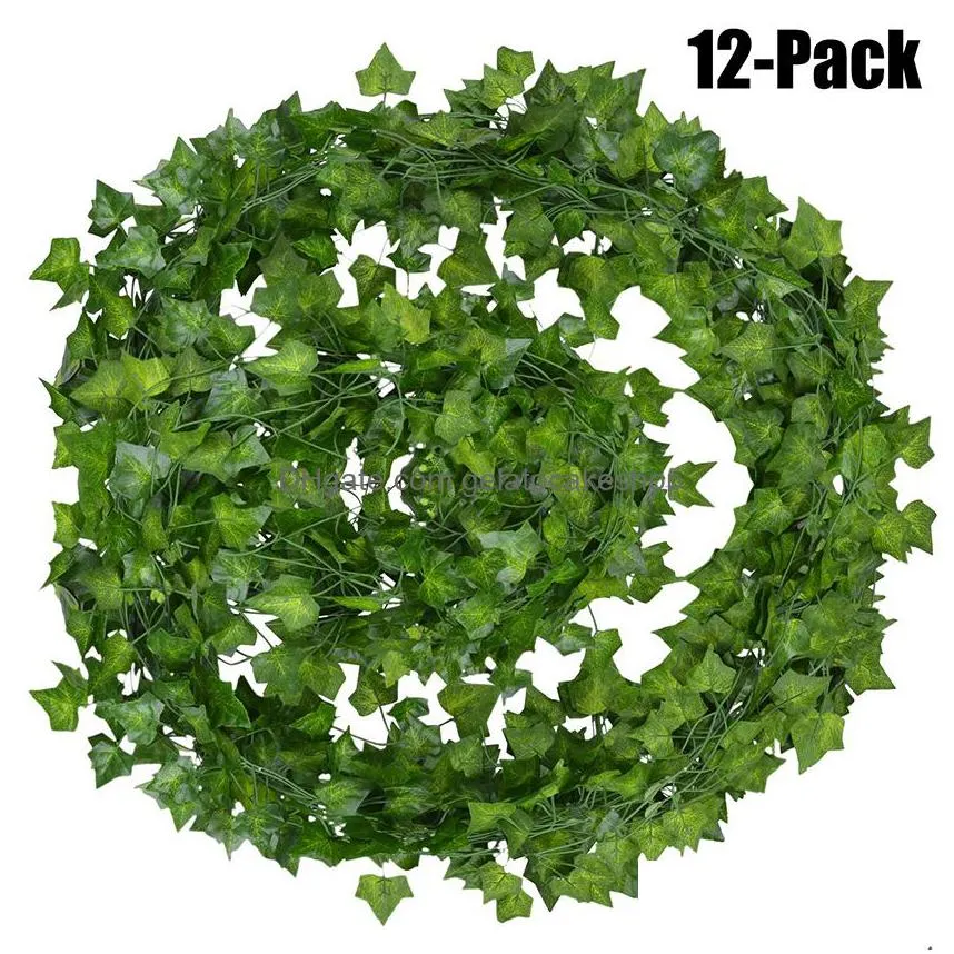 84ft 12pack artificial garland green leaf vine ivy fake plants wall artifici rose hanging flowers for garden home wedding 1029