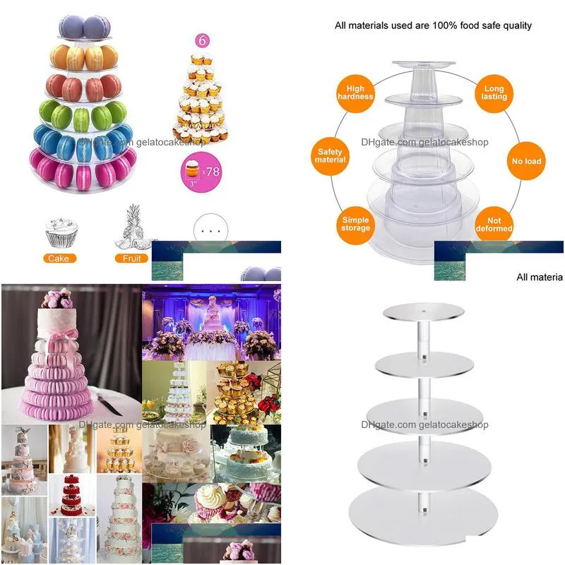 6 tier transparent acrylic cake macaron stand cupcake tower wedding birthday party cake display stand cake decorating tools