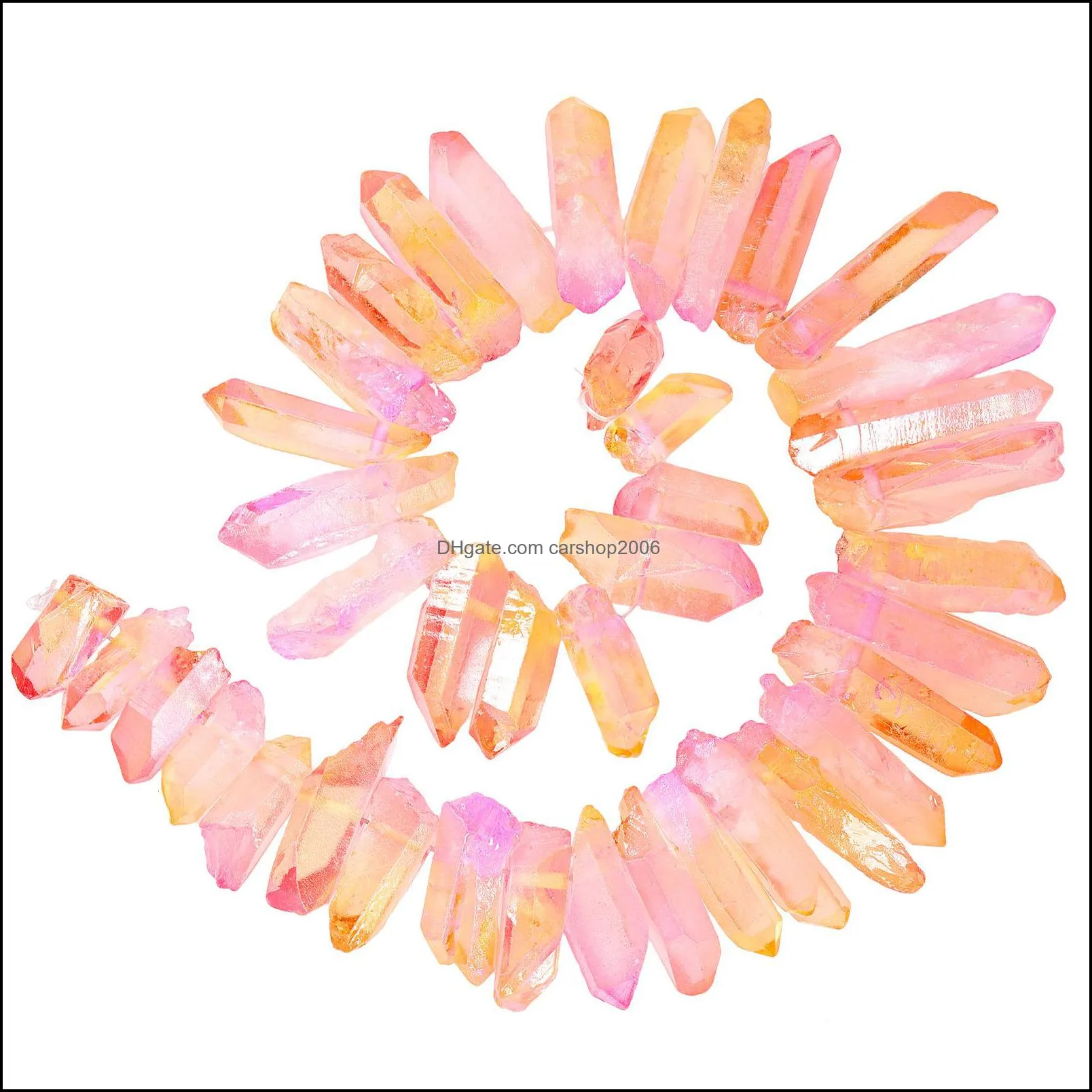 loose rough crystal points beads for crafts jewelry making natural raw rock quartz bulk crushed titanium coated quartz top drilled stone 1