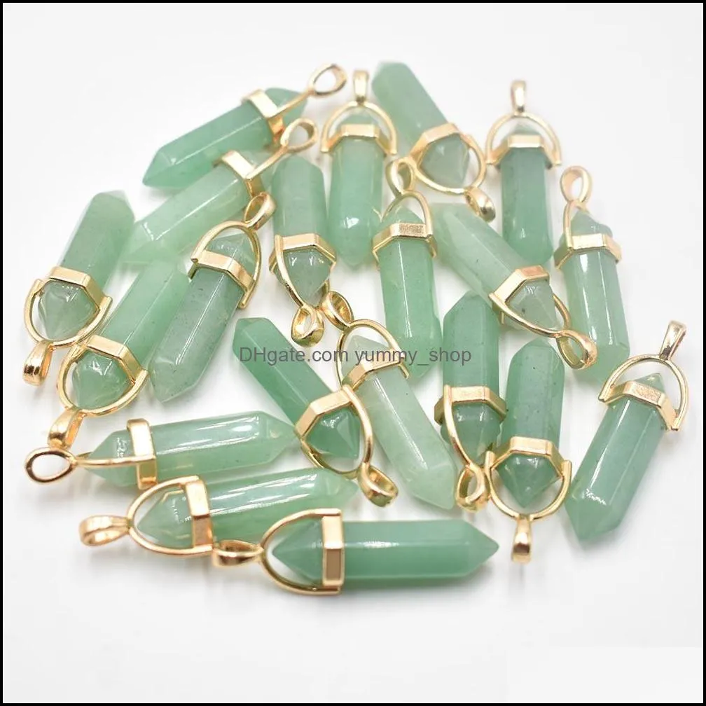 natural stone charms opal shimmerstone hexagonal healing reiki point pendants for jewelry making