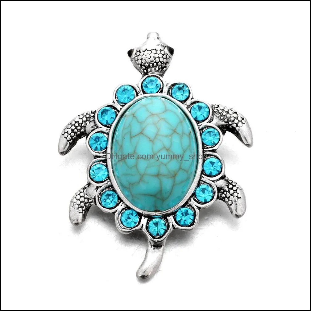 turquoise components 18mm elephant owl cross turtle metal snap button fit diy snap jewelry