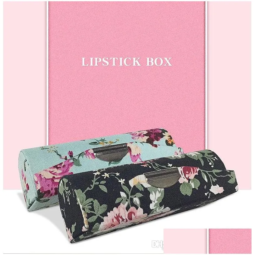 lipstick storage box flower printing cloth lipstick storage case cosmetic bags women makeup supplies storage box